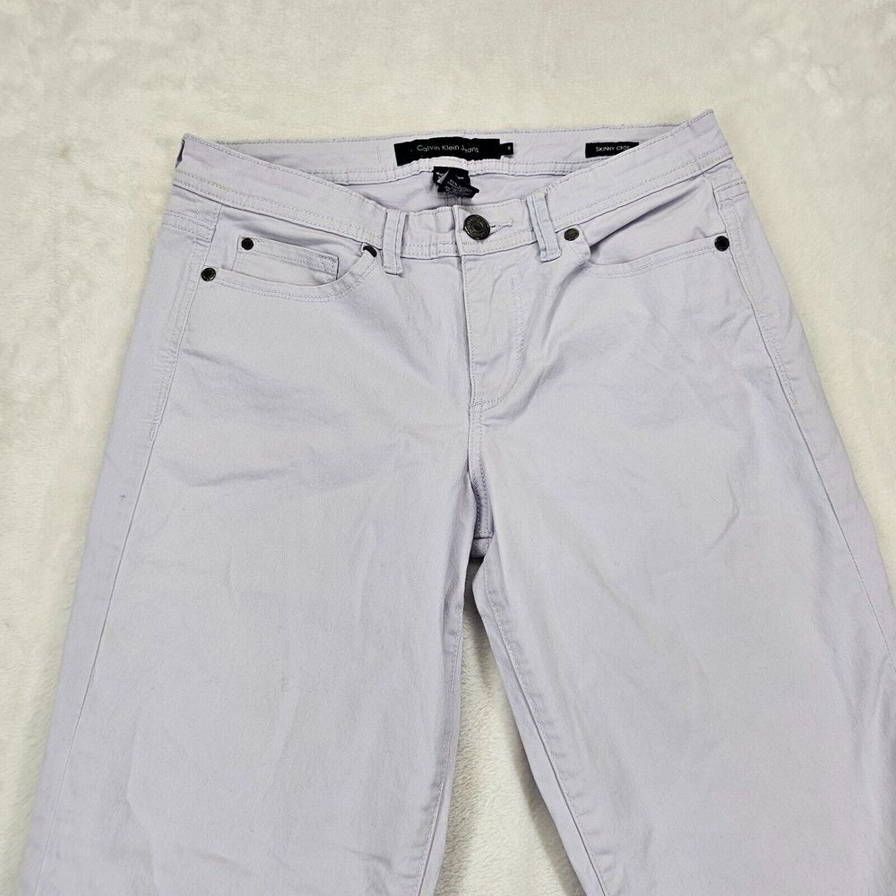 Calvin Klein Jeans Women's Size 8 Light Gray Skinny Crop Mid Rise Stretch Pocket - Picture 3 of 15
